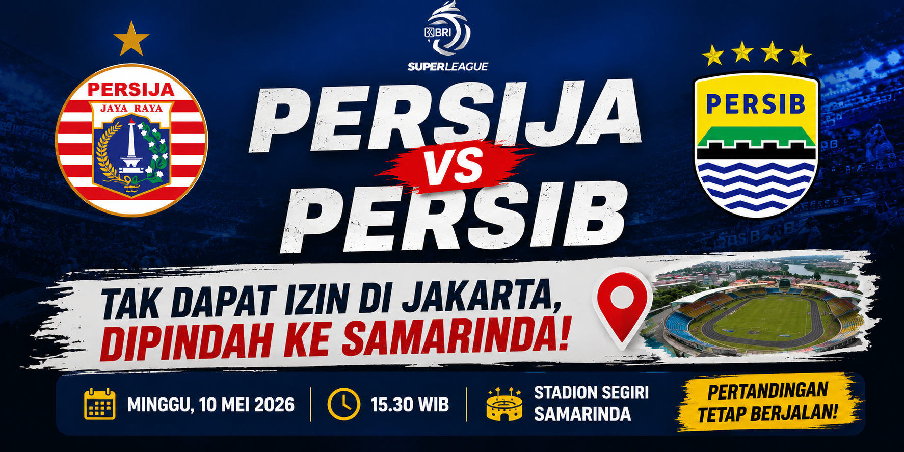 Laga Panas Persija Kontra Persib Gagal Digelar di Jakarta
